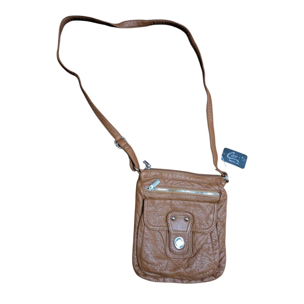 Brown Crossbody Purse Faux Leather Small Shoulder Bag Multi Pocket Handbag - Picture 2 of 5